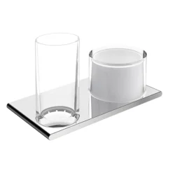 Keuco Edition 400 Double Holder With Tumbler & Lotion Dispenser - Chrome