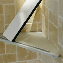 Keuco Edition 400 Corner Shower Shelf With Integrated Squeegee - Chrome -The Bathroom Shop 11557170100 d1