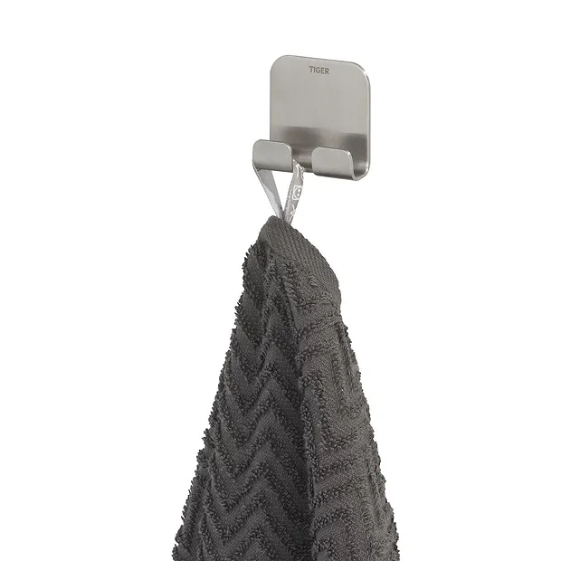 Tiger Colar Double Towel Hook - Brushed Stainless Steel 6 Tiger Colar Double Towel Hook - Brushed Stainless Steel - Image 6