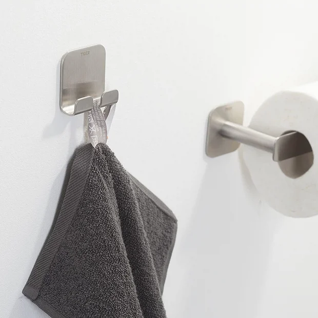 Tiger Colar Double Towel Hook - Brushed Stainless Steel 1 Tiger Colar Double Towel Hook - Brushed Stainless Steel