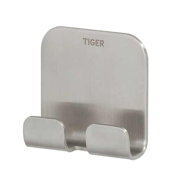 Tiger Colar Double Towel Hook - Brushed Stainless Steel 2 Tiger Colar Double Towel Hook - Brushed Stainless Steel - Image 2
