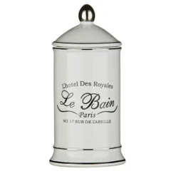 'Le Bain' White Ceramic Cotton Bud Jar