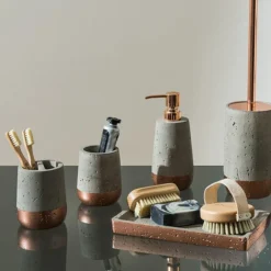Neptune Toothbrush Holder - Concrete & Copper