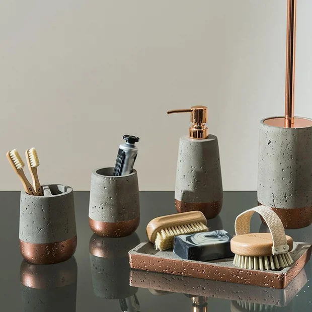 Neptune Toothbrush Holder - Concrete & Copper 1 Neptune Toothbrush Holder - Concrete & Copper