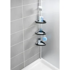 Wenko Wave Telescopic 3-Tier Corner Shelf Storage -The Bathroom Shop 22827100 d1n
