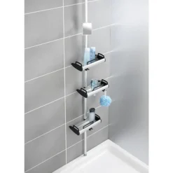 Wenko Line Telescopic 3-Tier Corner Shelf Storage -The Bathroom Shop 22828100 d1n