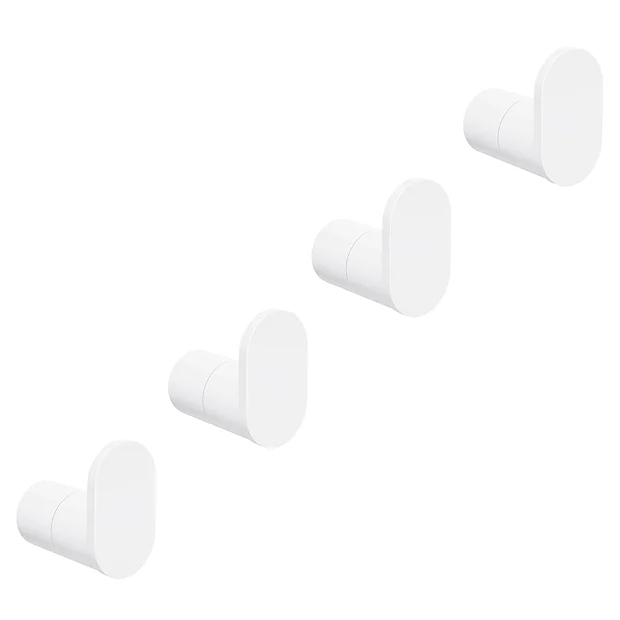4 X Arezzo Matt White Robe Hooks 1 4 X Arezzo Matt White Robe Hooks