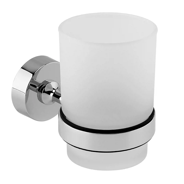 Orion Frosted Glass Tumbler & Holder - Chrome 1 Orion Frosted Glass Tumbler & Holder - Chrome