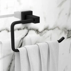 Arezzo Matt Black Towel Ring 7 Arezzo Matt Black Towel Ring -The Bathroom Shop azb30 d2