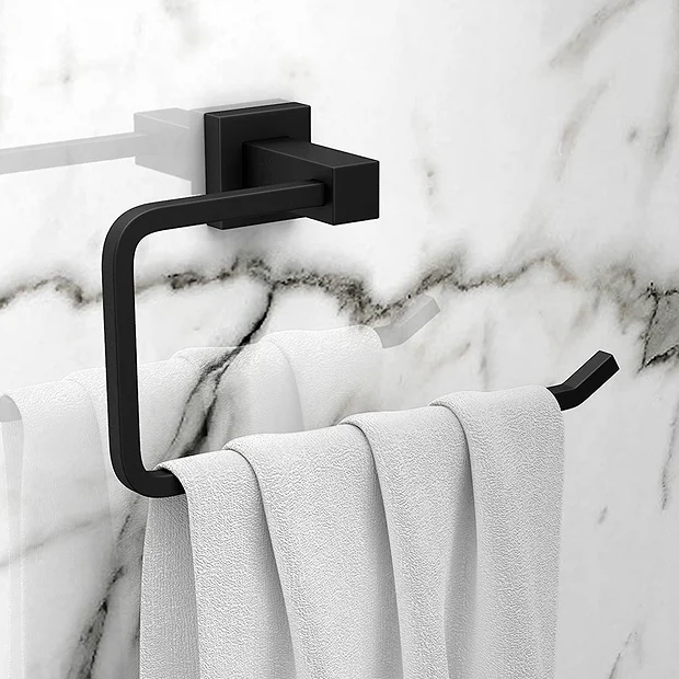 Arezzo Matt Black Towel Ring 4 Arezzo Matt Black Towel Ring - Image 4
