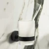 Arezzo Frosted Glass Tumbler + Matt Black Holder