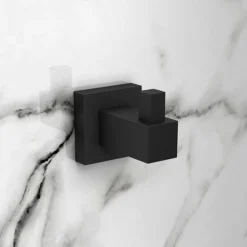 Arezzo Matt Black Modern Square Robe Hook