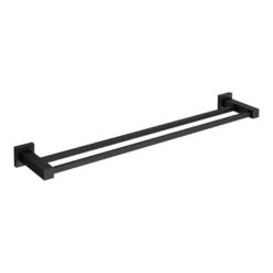 Arezzo Matt Black Modern Double Towel Rail