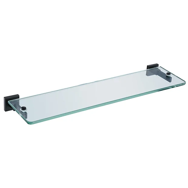 Arezzo Matt Black Modern Single Glass Shelf 1 Arezzo Matt Black Modern Single Glass Shelf