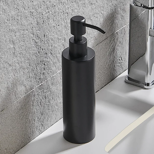 Arezzo Freestanding Round Soap Dispenser Matt Black 3 Arezzo Freestanding Round Soap Dispenser Matt Black - Image 3