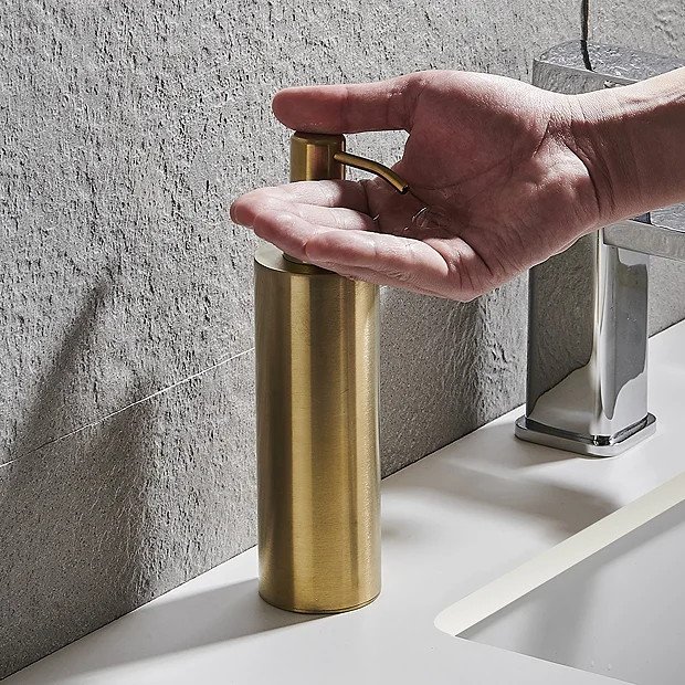 Arezzo Freestanding Round Soap Dispenser Brushed Brass 5 Arezzo Freestanding Round Soap Dispenser Brushed Brass - Image 5