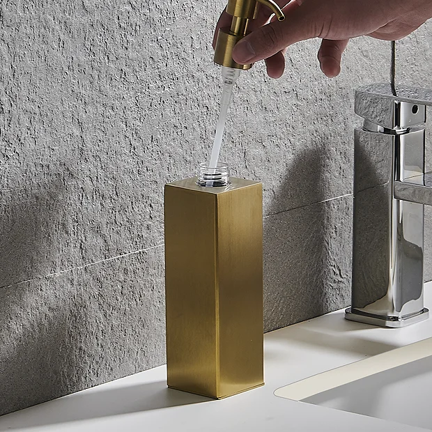 Arezzo Freestanding Square Soap Dispenser Brushed Brass 4 Arezzo Freestanding Square Soap Dispenser Brushed Brass - Image 4