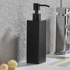 Arezzo Freestanding Square Soap Dispenser Matt Black 8 Arezzo Freestanding Square Soap Dispenser Matt Black -The Bathroom Shop azsq2mbf d2