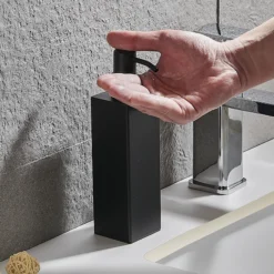 Arezzo Freestanding Square Soap Dispenser Matt Black 9 Arezzo Freestanding Square Soap Dispenser Matt Black -The Bathroom Shop azsq2mbf d3