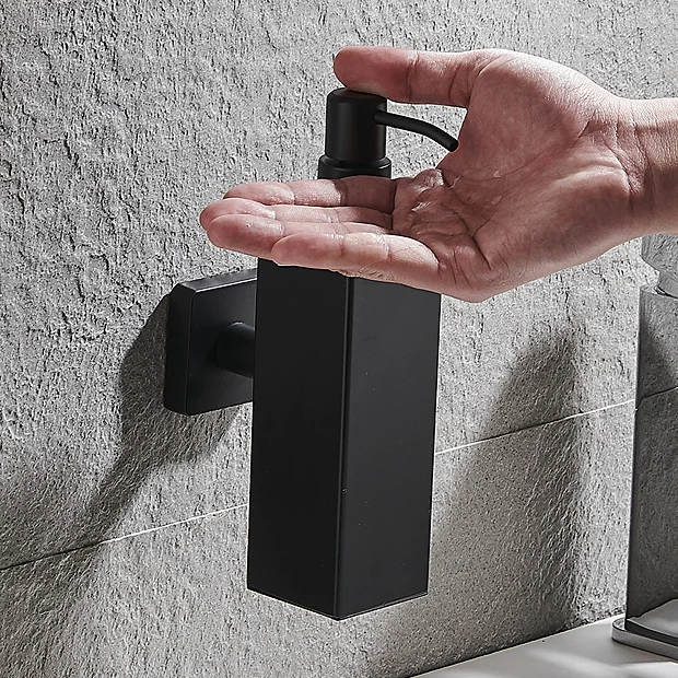 Arezzo Matt Black Square Wall Mounted Soap Dispenser 5 Arezzo Matt Black Square Wall Mounted Soap Dispenser - Image 5