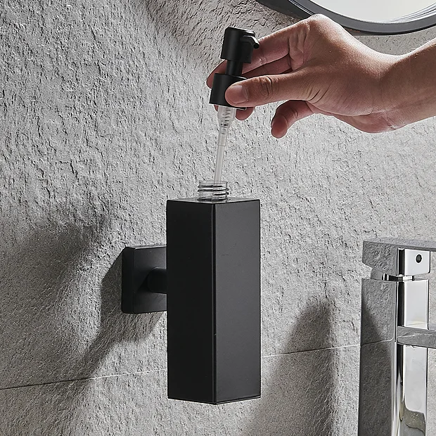 Arezzo Matt Black Square Wall Mounted Soap Dispenser 6 Arezzo Matt Black Square Wall Mounted Soap Dispenser - Image 6