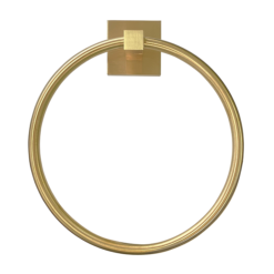 Arezzo Square Plate Wall Mounted Towel Ring Brushed Brass