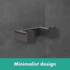 Hansgrohe AddStoris Matt Black Double Robe Hook -The Bathroom Shop black robe hook l1