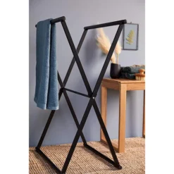 Matt Black Freestanding Foldable Towel Rack 9 Matt Black Freestanding Foldable Towel Rack -The Bathroom Shop blktr01 d3