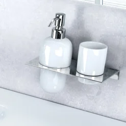 Britton Bathrooms - Stainless Steel Shelf - Double Hole