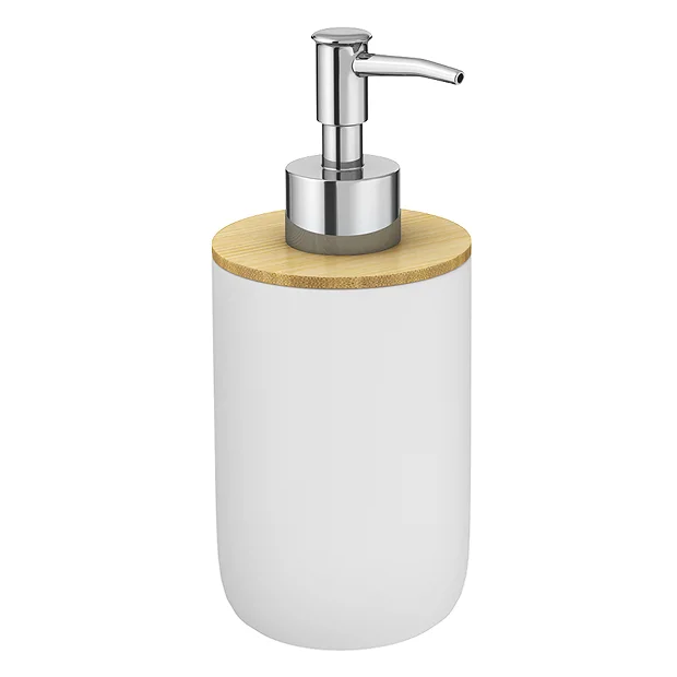 EcoDelux Bamboo Round Soap Dispenser White 2 EcoDelux Bamboo Round Soap Dispenser White - Image 2