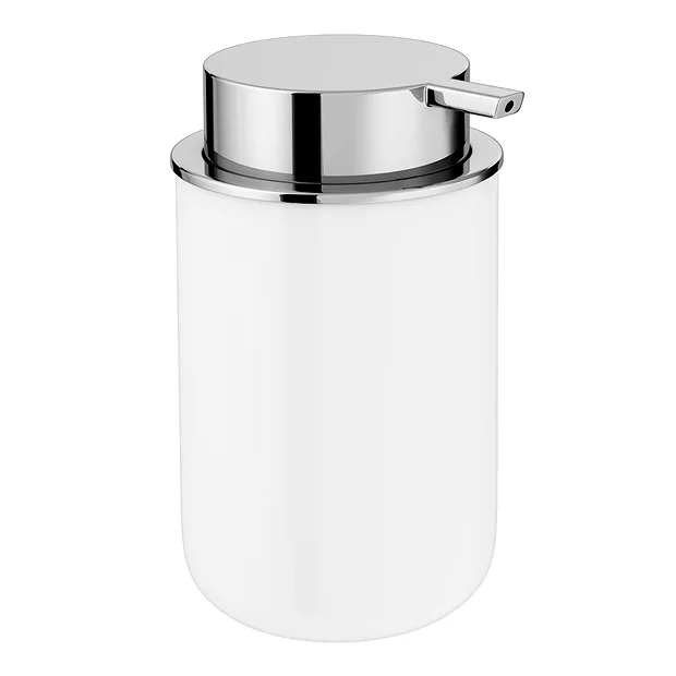 EcoDelux Bamboo Round Flat Top Soap Dispenser White 2 EcoDelux Bamboo Round Flat Top Soap Dispenser White - Image 2