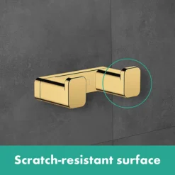 Hansgrohe AddStoris Polished Gold Optic Double Robe Hook -The Bathroom Shop gold robe hook l