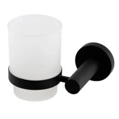 Arezzo Industrial Style Matt Black Round Frosted Glass Tumbler & Holder 4 Arezzo Industrial Style Matt Black Round Frosted Glass Tumbler & Holder -The Bathroom Shop isblkth l