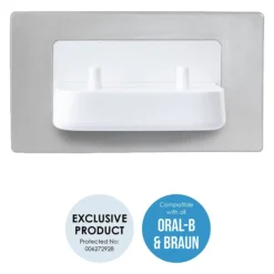 Proofvision Oral-B In Wall Electric Toothbrush Twin Charger - Brushed Steel -The Bathroom Shop pv11bs d1n