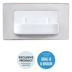 Proofvision Oral-B In Wall Electric Toothbrush Twin Charger - Polished Steel -The Bathroom Shop pv11ps d1
