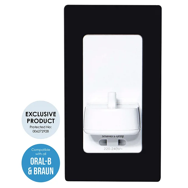 Proofvision Oral-B In Wall Electric Toothbrush Charger With Shaver Socket - Black 1 Proofvision Oral-B In Wall Electric Toothbrush Charger With Shaver Socket - Black