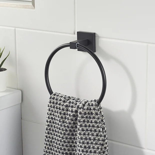 Bristan Black Square Towel Ring 3 Bristan Black Square Towel Ring - Image 3