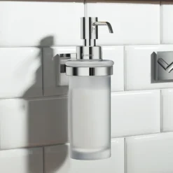 Smedbo House - Polished Chrome Holder With Frosted Glass Soap Dispenser