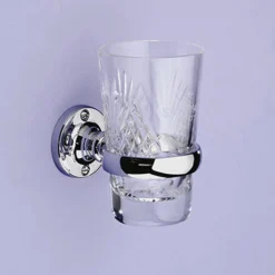 Silverdale Luxury Berkeley Tumbler Holder & Crystal Glass Tumbler - Chrome