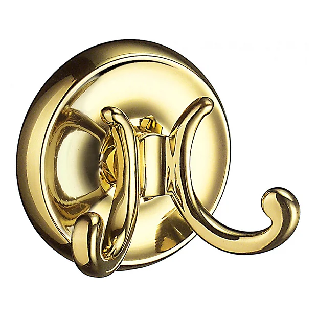 Smedbo Villa Double Towel Hook - Polished Brass 2 Smedbo Villa Double Towel Hook - Polished Brass - Image 2