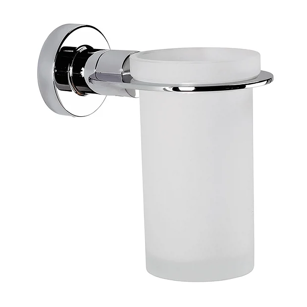 Venice Chrome Glass Tumbler & Holder 1 Venice Chrome Glass Tumbler & Holder